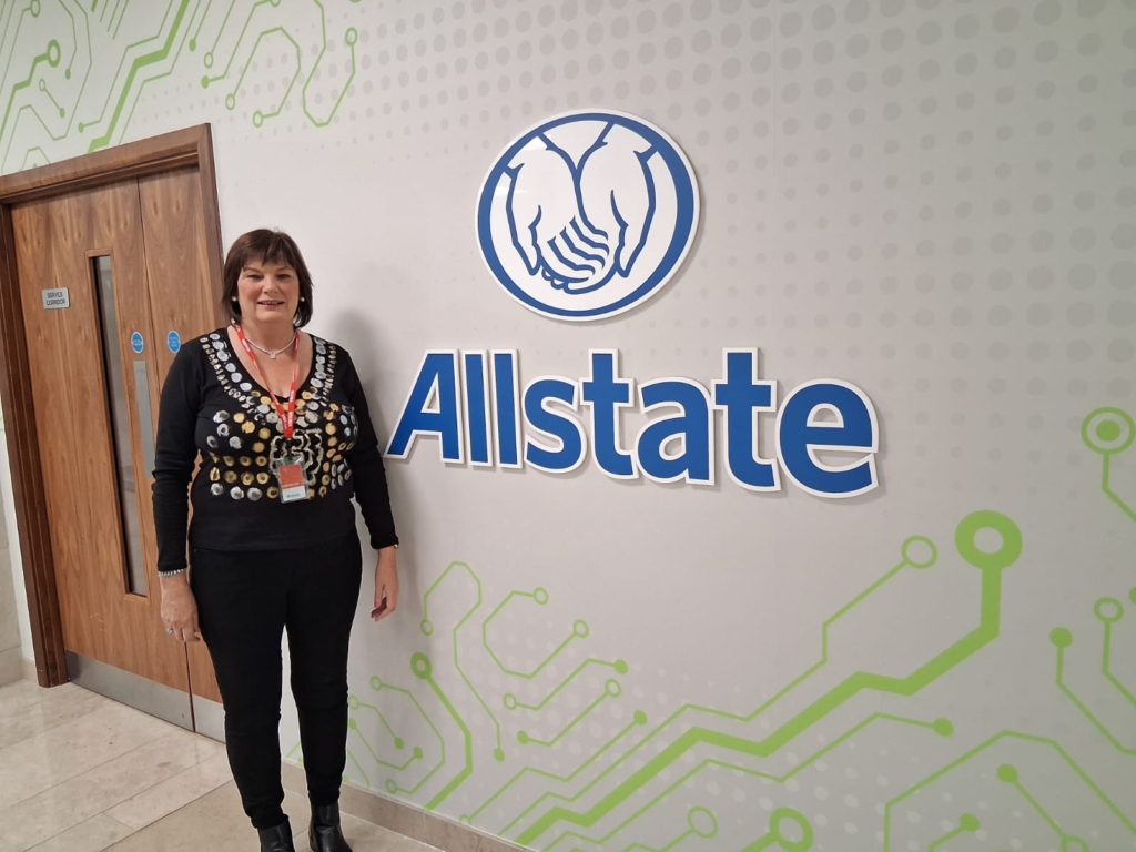 Menopause Wellbeing NI founder and Trainer Anne McGale RGN delivers educational fireside chat on menopause at All State Northern Ireland offices in Belfast